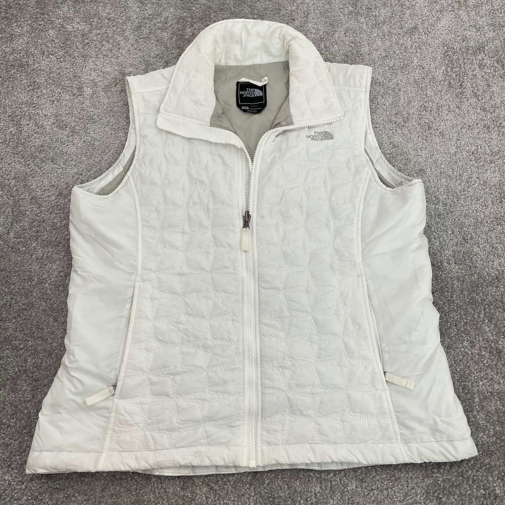 North Face Quilted Vest Womens Large Insulated Geometric Gorp White